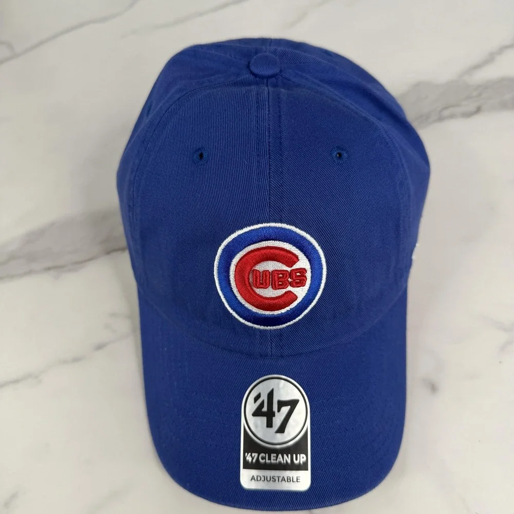 Chicago Cubs Hat Cap Strap Back Mens One Size Blue MLB Baseball‎ Dad 47 Clean Up